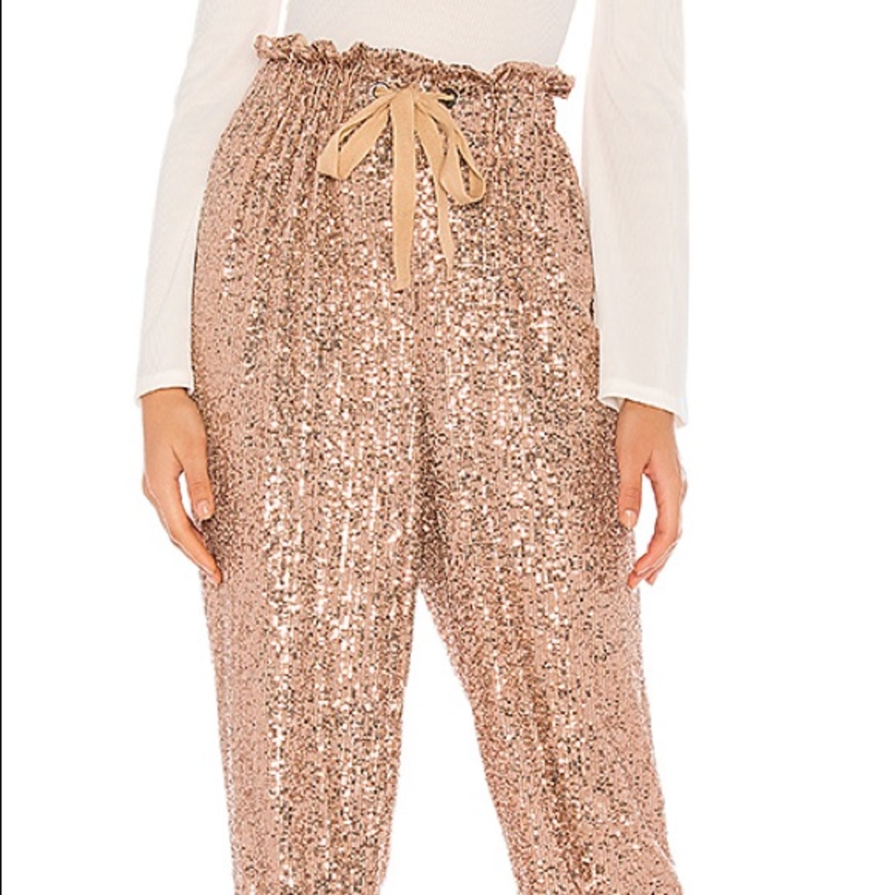 Rose gold sequin pants